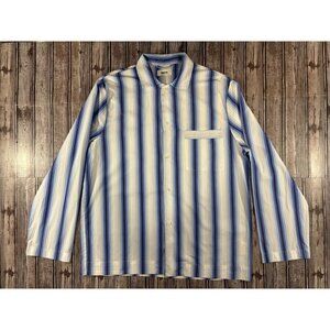 TEKLA Organic Cotton Striped Long Sleeve Shirt size L